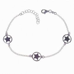 Pulsera de Estrellas con Cerco en Plata de Ley 925mls