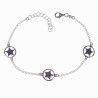 Pulsera de Estrellas con Cerco en Plata de Ley 925mls