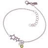Pulsera de Estrellas con Piedra Color en Plata de Ley 925mls