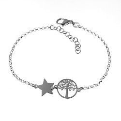Pulsera de Árbol de la Vida con Estrella en Plata de Ley 925mls