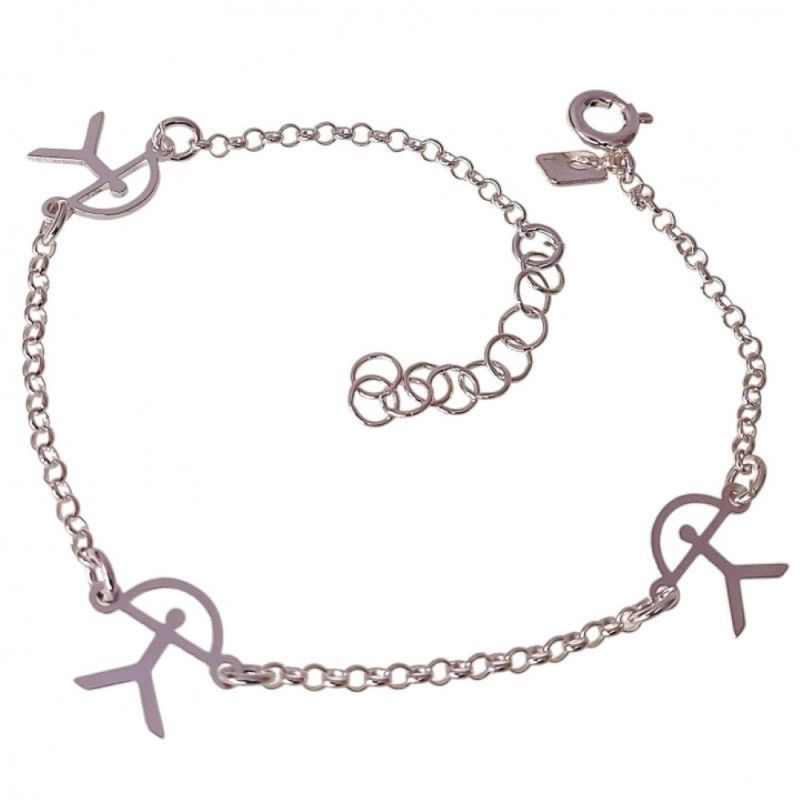 Pulsera de Indalo Triple Recto en Plata de Ley 925mls