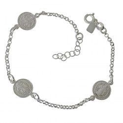 Pulsera San Benito Doble Cara en Plata de Ley 925mls