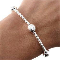 Pulsera de Bolas Deformes de 7mm en Plata de Ley 925mls