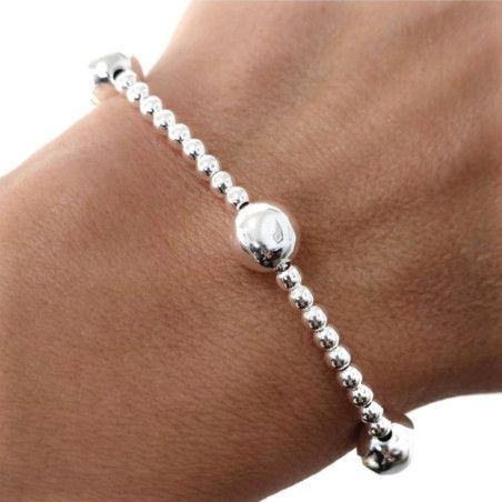Pulsera de Bolas Deformes de 7mm en Plata de Ley 925mls