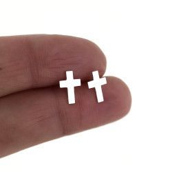 Pendientes de Cruz Pequeña en Plata de Ley 925mls