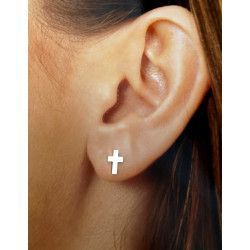 Pendientes de Cruz Pequeña en Plata de Ley 925mls