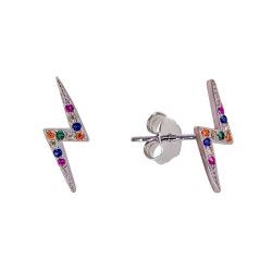 Pendientes de Rayo Multicolor en Plata de Ley 925mls