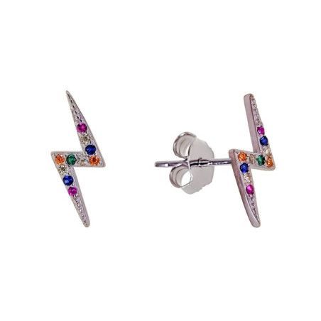 Pendientes de Rayo Multicolor en Plata de Ley 925mls