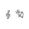 Pendientes de Notas Musicales con Circonitas en Plata de Ley 925mls