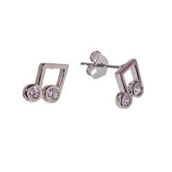 Pendientes de Corchete con Circonitas en Plata de Ley 925mls