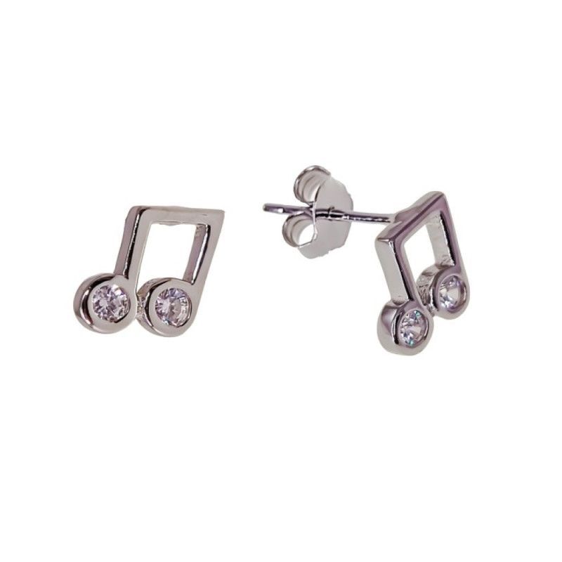 Pendientes de Corchete con Circonitas en Plata de Ley 925mls