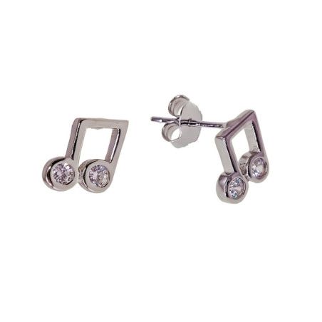 Pendientes de Corchete con Circonitas en Plata de Ley 925mls