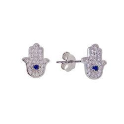 Pendientes de Mano de Fátima con Circonitas en Plata de Ley 925mls