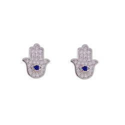 Pendientes de Mano de Fátima con Circonitas en Plata de Ley 925mls