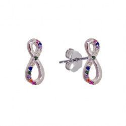 Pendiente de Infinito Multicolor con Circonitas en Plata de Ley 925mls
