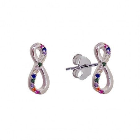 Pendiente de Infinito Multicolor con Circonitas en Plata de Ley 925mls