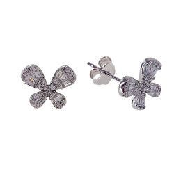 Pendiente de Mariposas con Circonitas en Plata de Ley 925mls