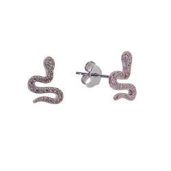 Pendiente de Serpiente con Circonitas en Plata de Ley 925mls