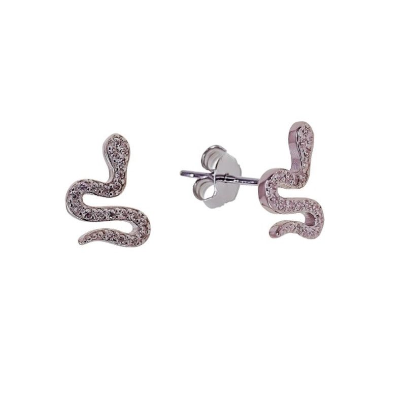 Pendiente de Serpiente con Circonitas en Plata de Ley 925mls