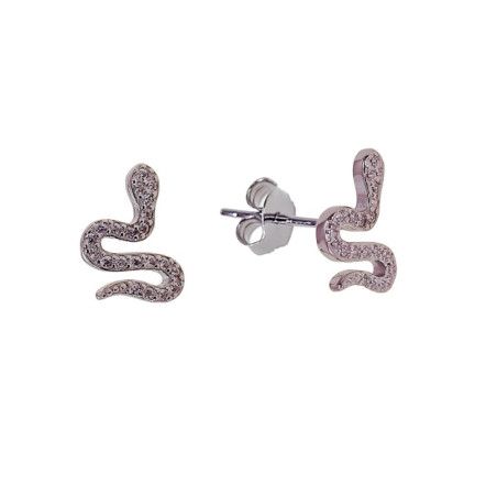 Pendiente de Serpiente con Circonitas en Plata de Ley 925mls