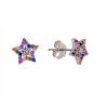 Pendiente de Estrella Multicolor con Circonitas en Plata de Ley 925mls
