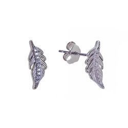 Pendiente de Pluma con Circonitas en Plata de Ley 925mls