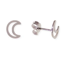Pendiente de Luna Calada en Plata de Ley 925mls