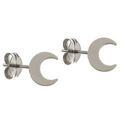 Pendiente de Luna Lisa en Plata de Ley 925mls