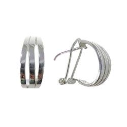 Pendiente Omega de Banda Triple Calada en Plata de Ley 925mls