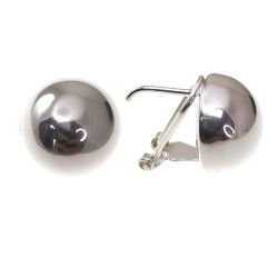 Pendiente Omega de M/Bola Plata 18mm en Plata de Ley 925mls