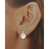 Pendiente Omega de Perla Japonesa con Circonita en Plata de Ley 925mls
