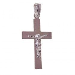 Colgante de Cruz Plana con Cristo en Plata de Ley 925mls