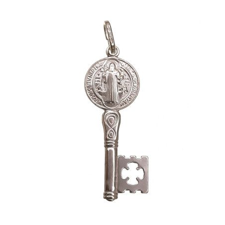 Colgante Llave de San Benito Protector en Plata de Ley 925mls
