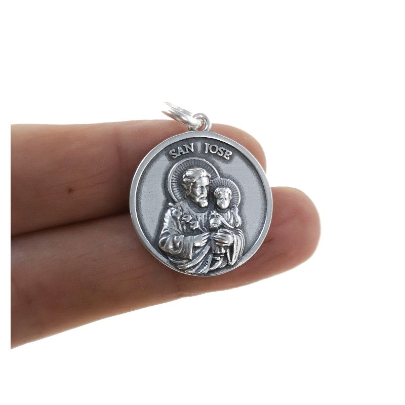 Colgante Medalla de San José en Plata de Ley 925mls