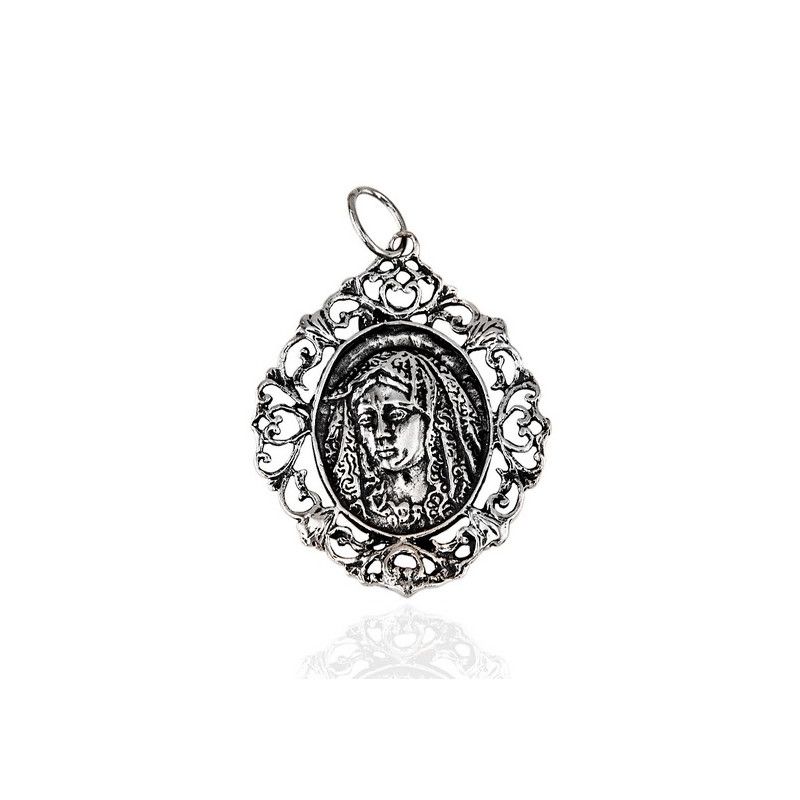Colgante del Rostro de la Virgen de la Macarena en Plata de Ley 925mls