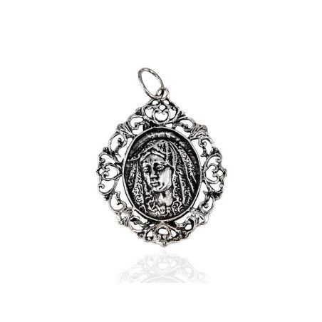 Colgante del Rostro de la Virgen de la Macarena en Plata de Ley 925mls