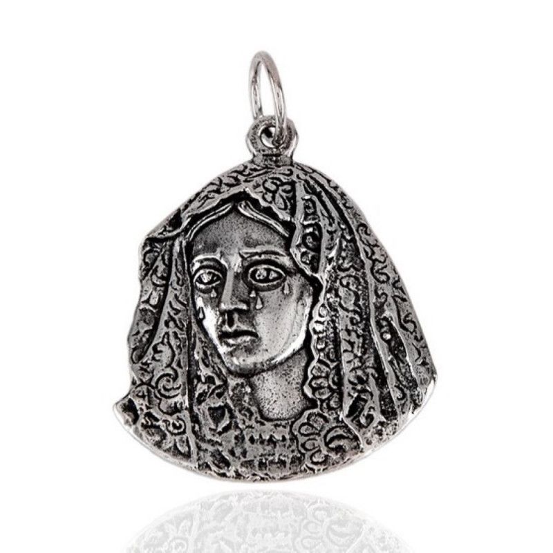 Colgante del Rostro de la Virgen de la Macarena en Plata de Ley 925mls