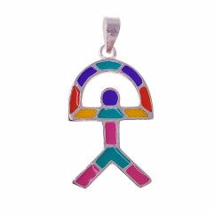 Colgante Indalo Grande Multicolor Esmaltado en Plata de Ley 925mls