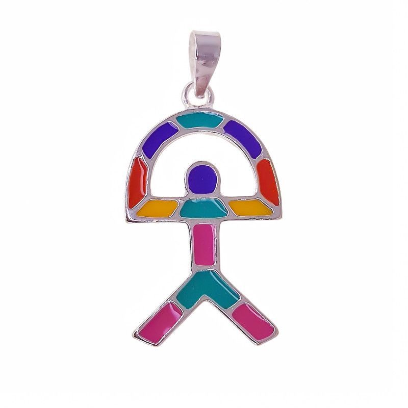 Colgante Indalo Grande Multicolor Esmaltado en Plata de Ley 925mls