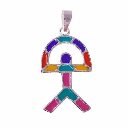 Colgante Indalo Grande Multicolor Esmaltado en Plata de Ley 925mls