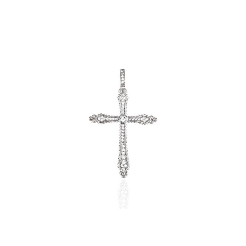 Colgante de Cruz con Piedras Circonitas en Plata de Ley 925mls