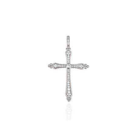 Colgante de Cruz con Piedras Circonitas en Plata de Ley 925mls