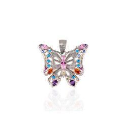 Colgante Mariposa con Circonitas de Colores en Plata de Ley 925mls