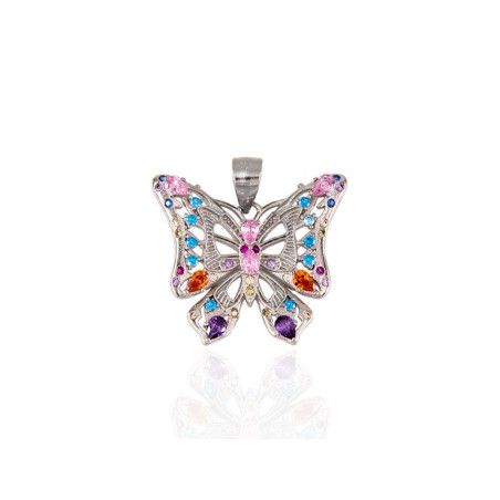 Colgante Mariposa con Circonitas de Colores en Plata de Ley 925mls