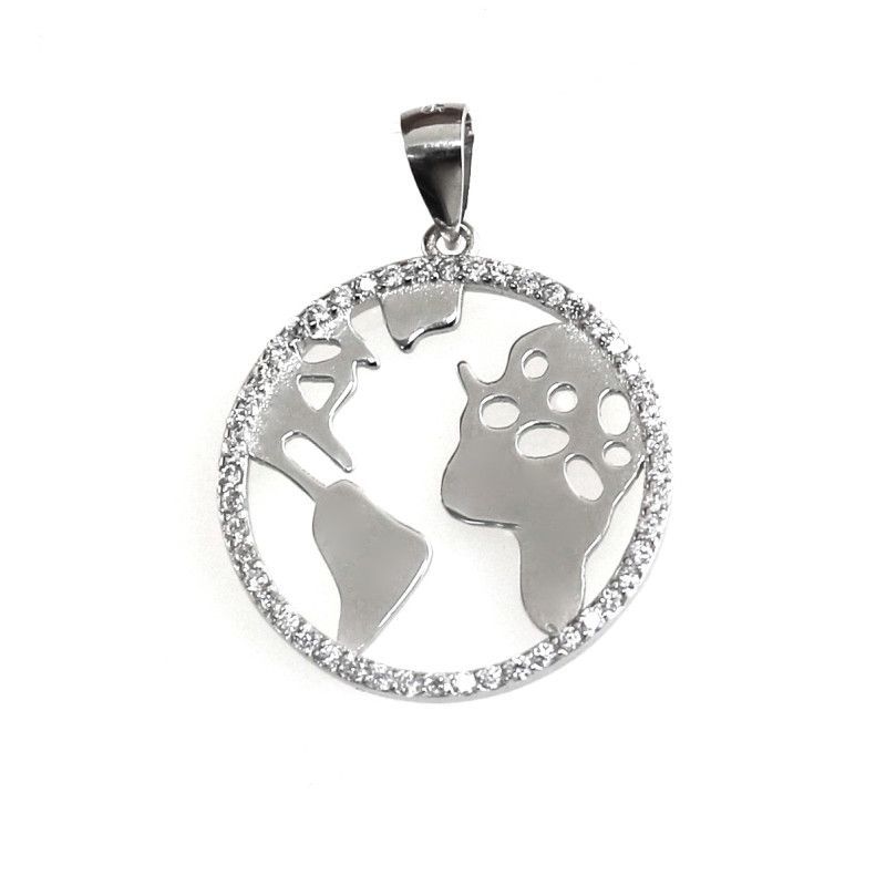 Colgante del Mundo con Circonitas Microengastadas en Plata de Ley 925