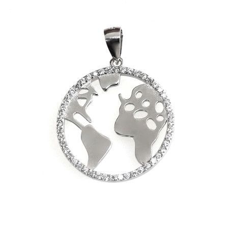 Colgante del Mundo con Circonitas Microengastadas en Plata de Ley 925