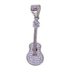 Colgante de Guitarra con Circonitas en Plata de Ley 925mls