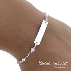 Esclava Infantil de Bolas Rosa en Plata de Ley 925mls