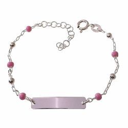Esclava Infantil de Bolas Rosa en Plata de Ley 925mls