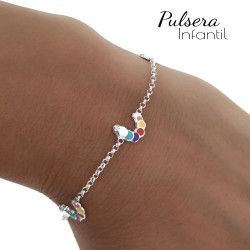 Pulsera Infantil Gusanito en Plata de Ley 925mls